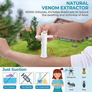Natural Venom Extractor being used on a person's arm with outdoor background