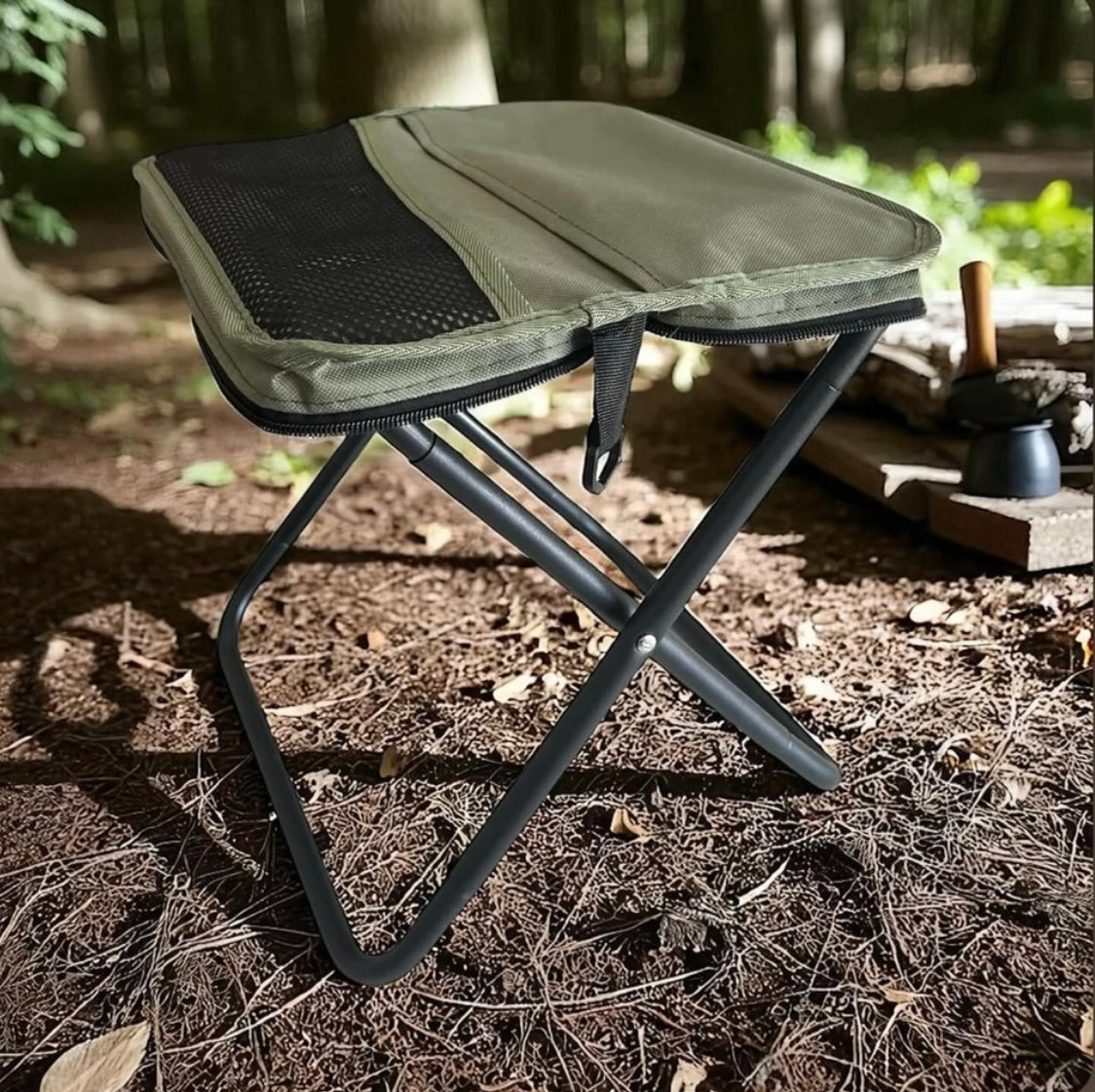 Green TrekRest Bag Chair shown in a forest